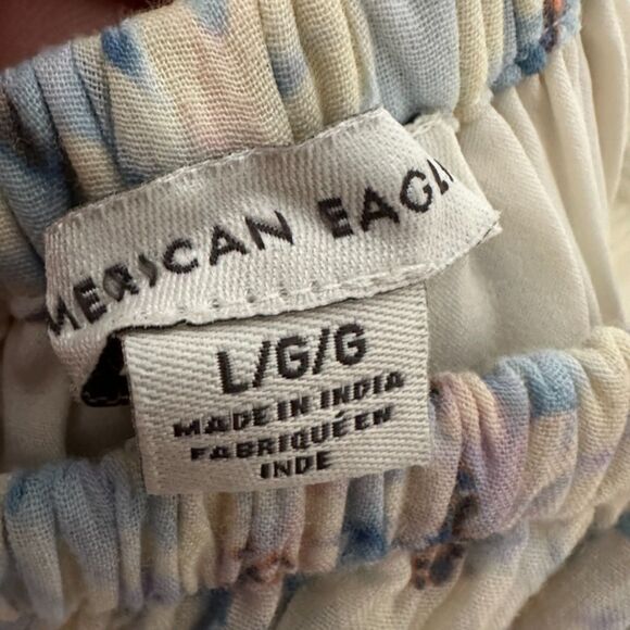 American Eagle Womens Floral Flutter Sleeve Smocked Midi Dress Blue Large NWT - Picture 6 of 7